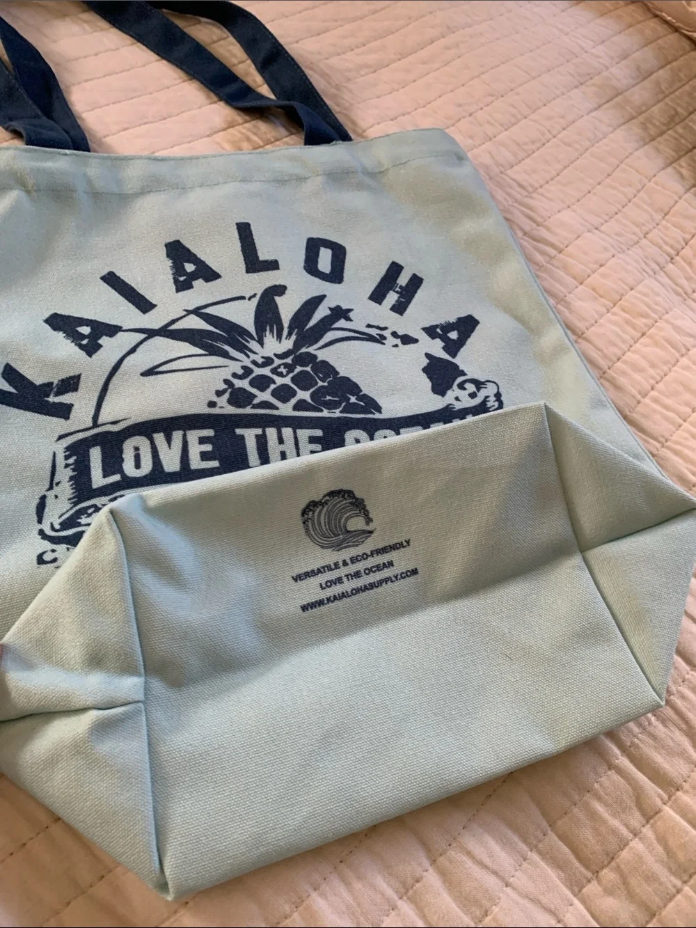 Hawaii 'Love The Ocean' Aqua Tote Bag